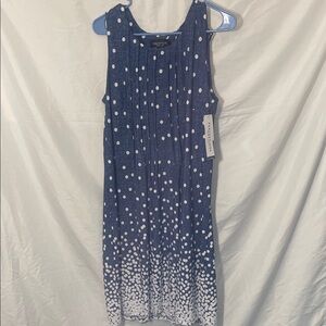 Perceptions Blue and White Polka Dot Midi Dress